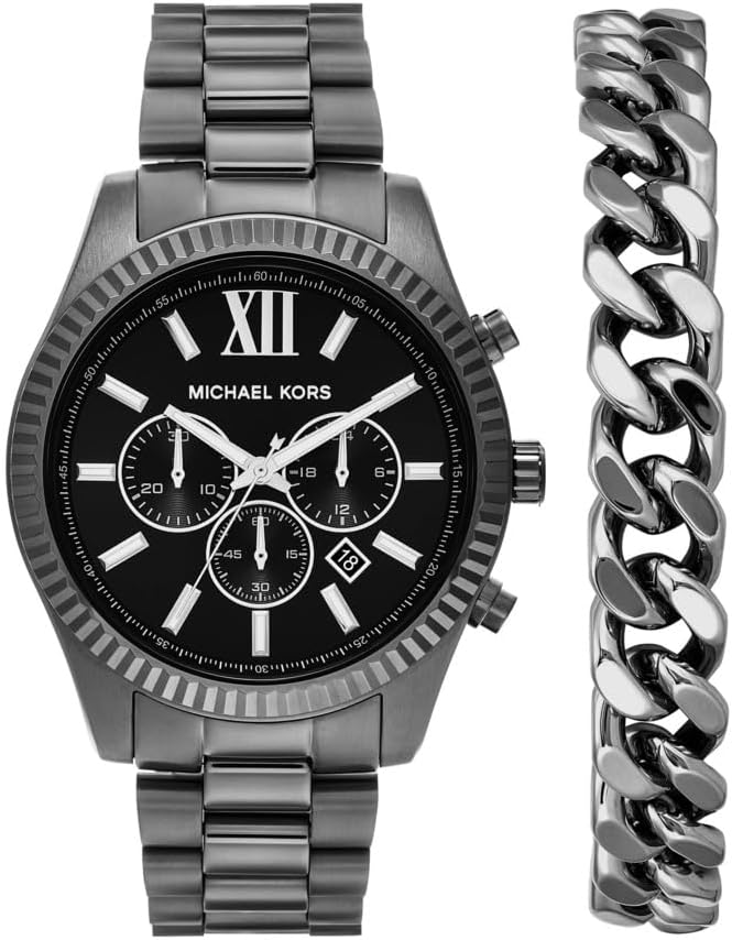 Michael Kors Orologio Lexington per uomo, movimento cronografo al quarzo da 44 mm con cinturino in acciaio inossidabile