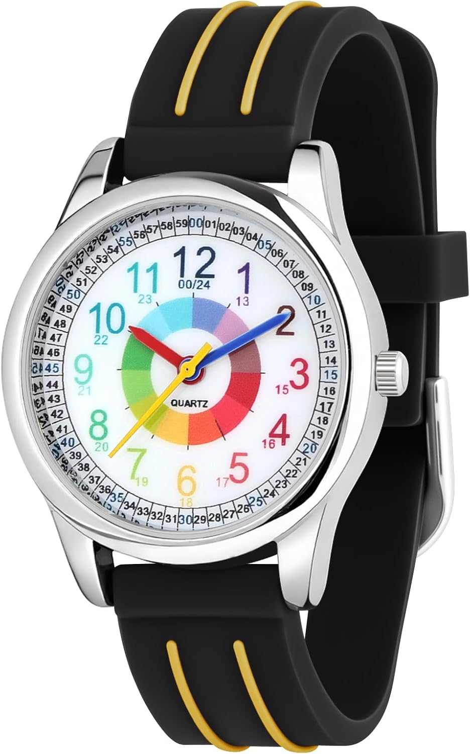 OSDUE Children's Watch, Educational Watch with Hands for Boys and Girls, 30 m Water Resistant Watch, Multicolour Dial with Clear Scales, Easy to Read Children