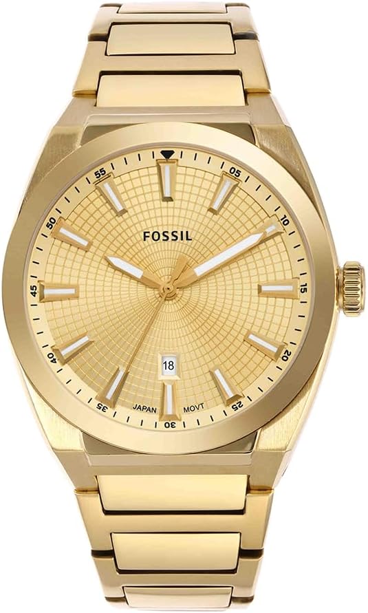 Fossil - Orologio da uomo Fossil Everett a 3 lancette, cassa 42 mm, movimento al quarzo, cinturino in acciaio inossidabile
