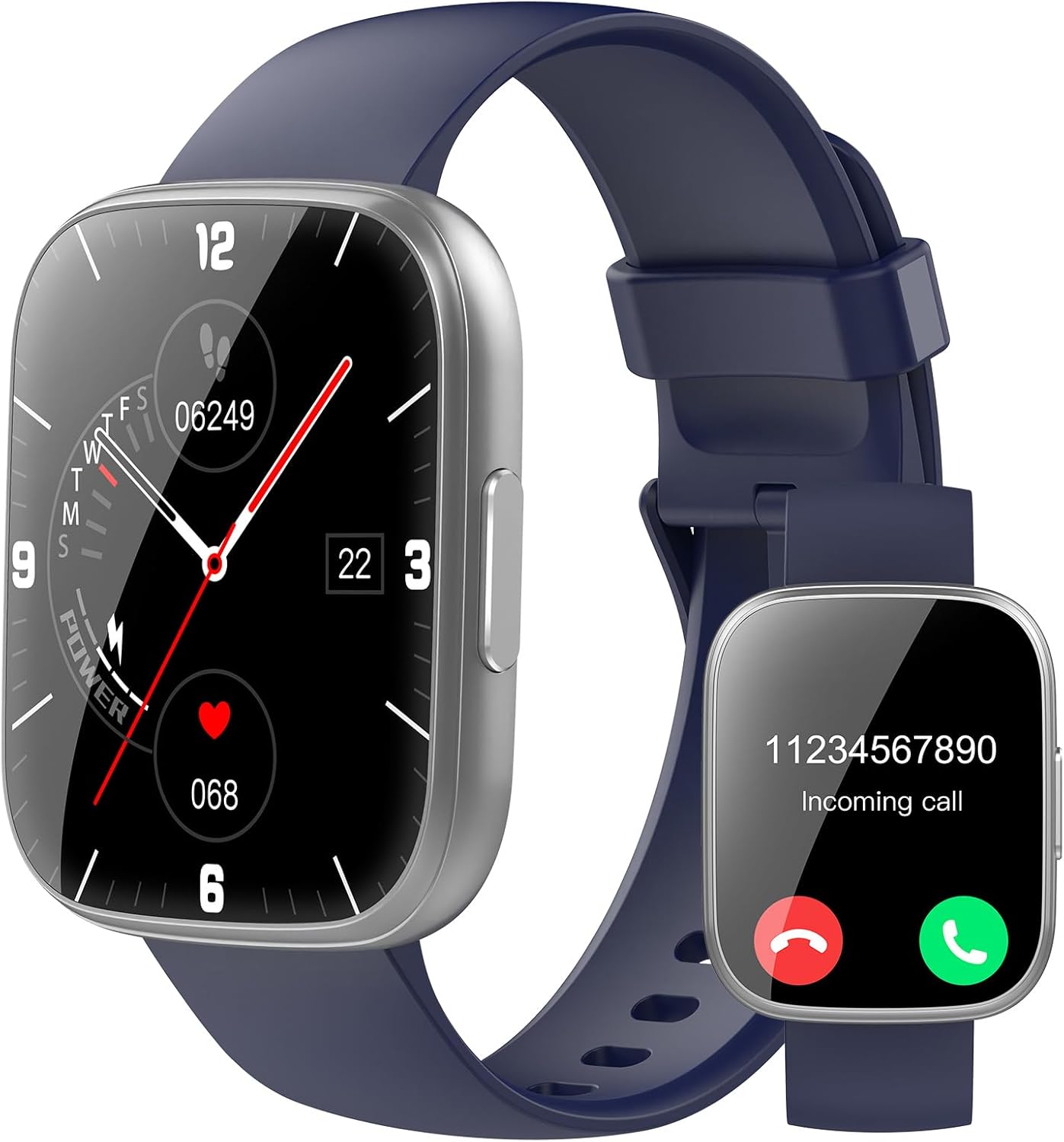 Smartwatch for Men and Women, New 1.95 Inch Smartwatch Watch Make / Answer Calls, 112 Sports Modes Fitness Tracker with Pedometer/Sleep/Heart Rate Monitor, IP68 Smart Watch, Dark Blue