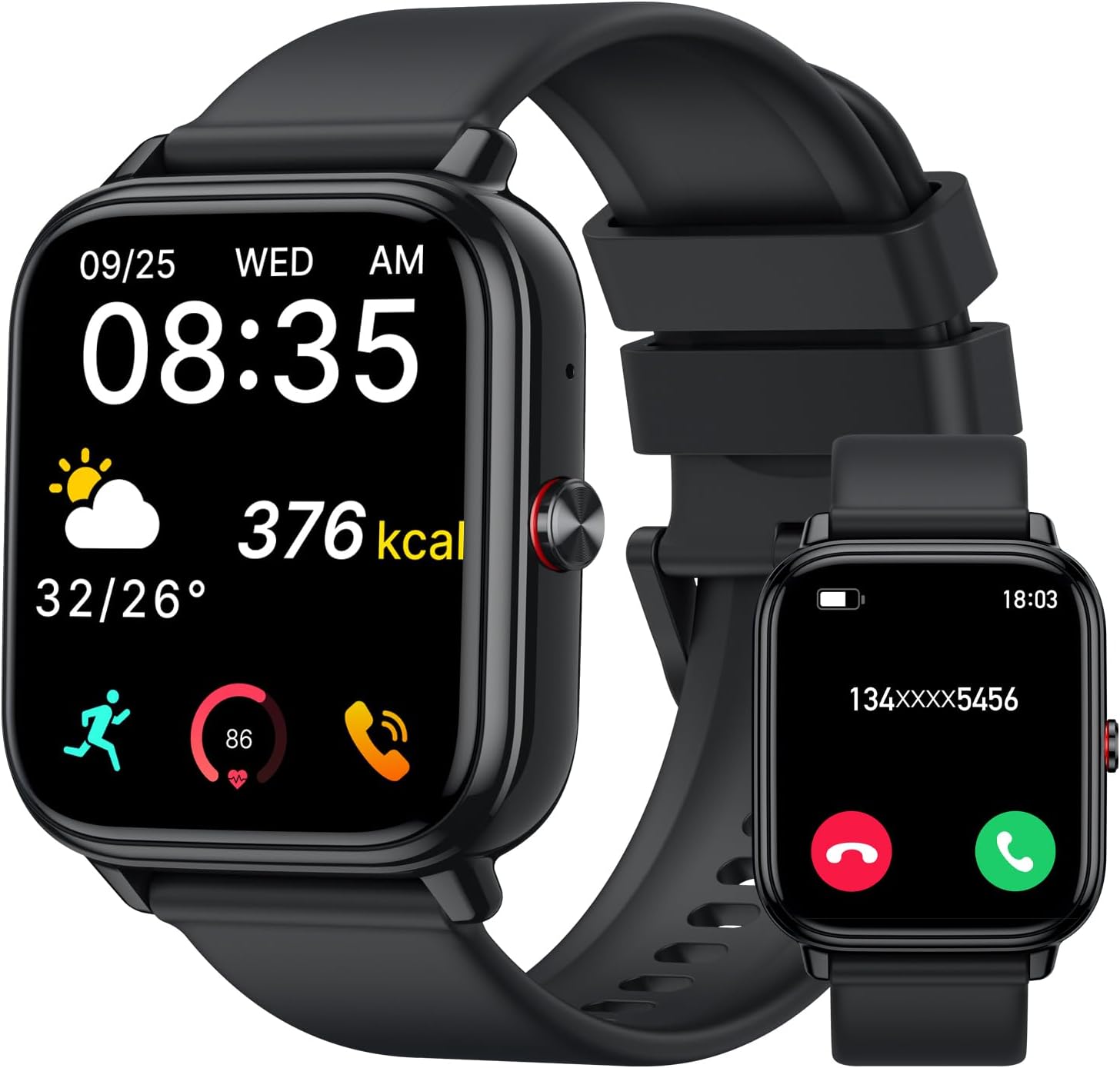 Smartwatch for Men and Women, 1.83 Inch HD Bluetooth Calling Watch, 110+ Sports Modes, Fitness Tracker with 1000 mAh Battery, 20 Days Time, Waterproof IP68 Smartwatch for Android/iOS