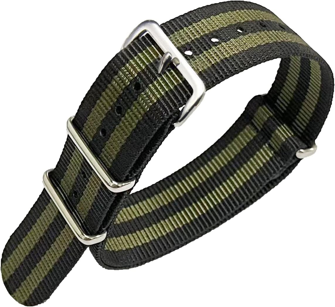 Nylon Watch Bands Nato Style Choice of Color Length and Width 16mm 18mm 20mm 22mm 24mm Ballistic Replacement Straps for Men Women