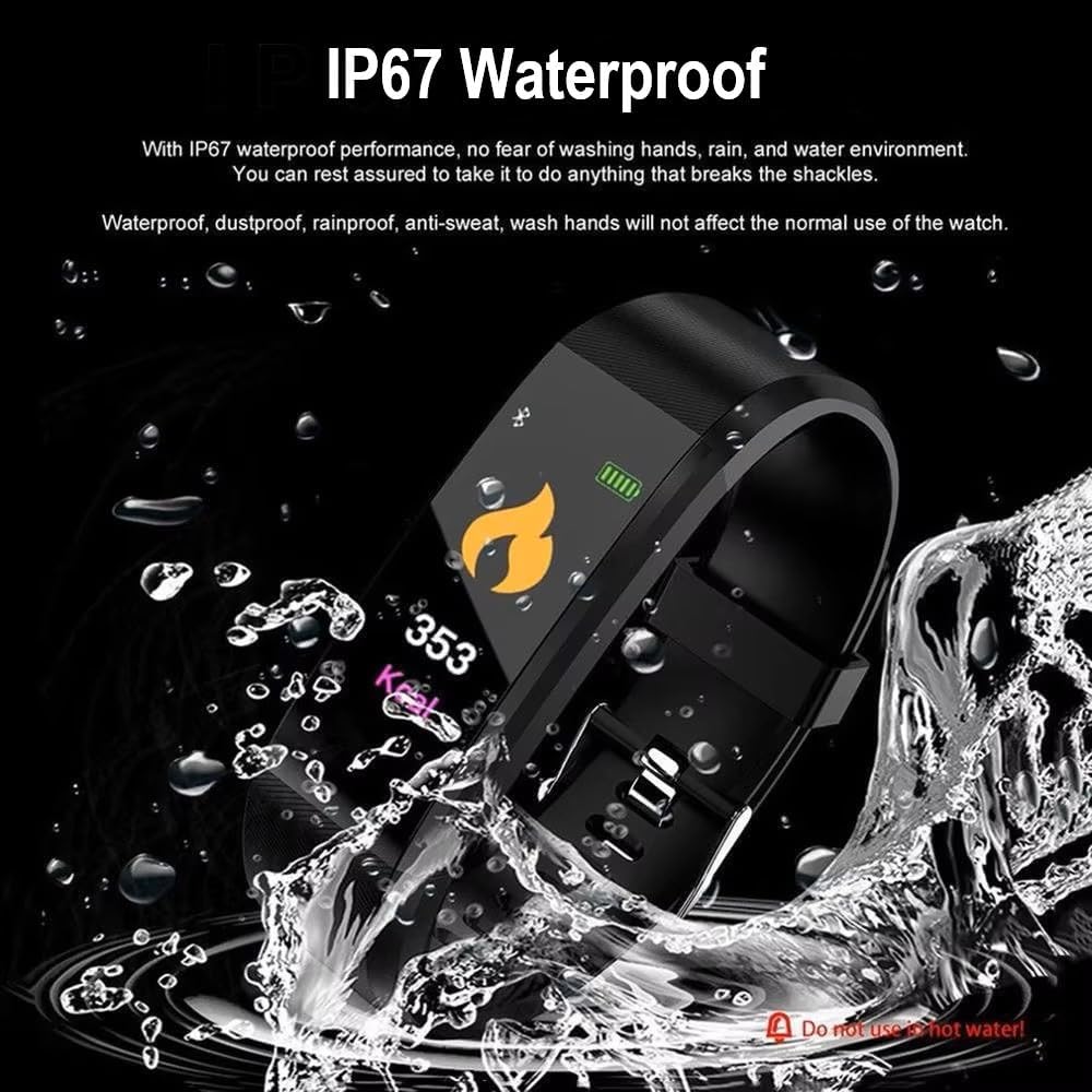 Smart Band Fitness, Pedometer, Heart Frequency, Blood Pressure, Sleep Monitor, Calories, Smartphone Notifications, Fitness App, IP67, Sport Modes, Standby 10 Days, Bluetooth, Alarm Clock (Red)