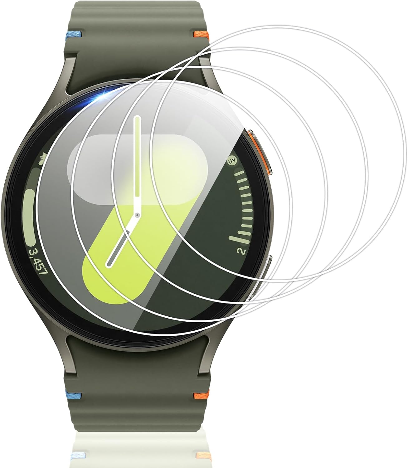 Vauki 4 Pieces Tempered Glass for Samsung Galaxy Watch 7 6 5 4 44 mm, 9H Hardness Protective Film, Anti-Scratch Bubble-Free Ultra HD Clear Easy Installation Touch Sensitive Glass Screen Protector