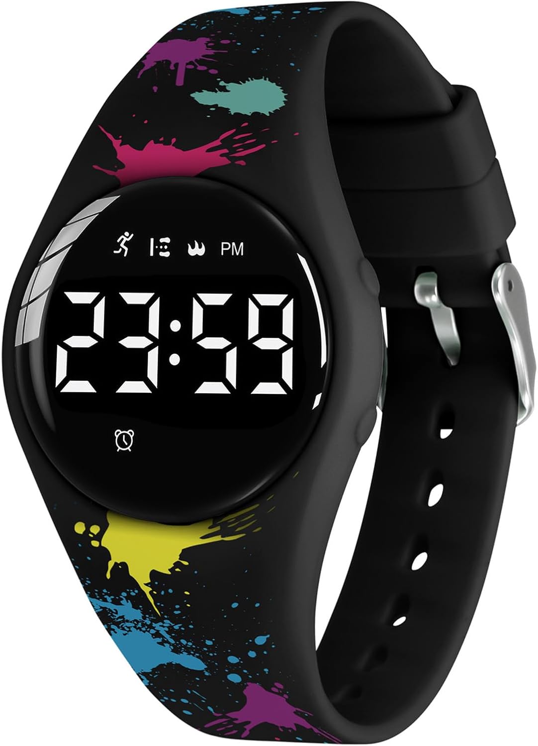 Children's Digital Watch with Pedometer, Calories and Distance without App, Alarm, Stopwatch, Date, Light-Wrist Watch Girl Boy with Silicone Strap