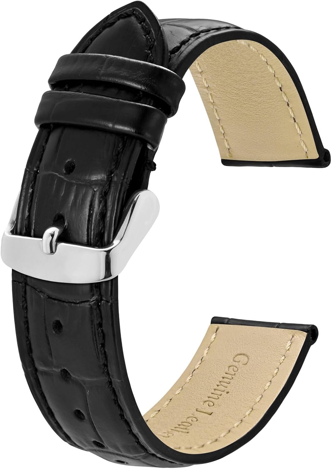 BISONSTRAP Watch Straps, Alligator Embossed Leather Straps, Band Width: 18 mm 20 mm 22 mm 24 mm