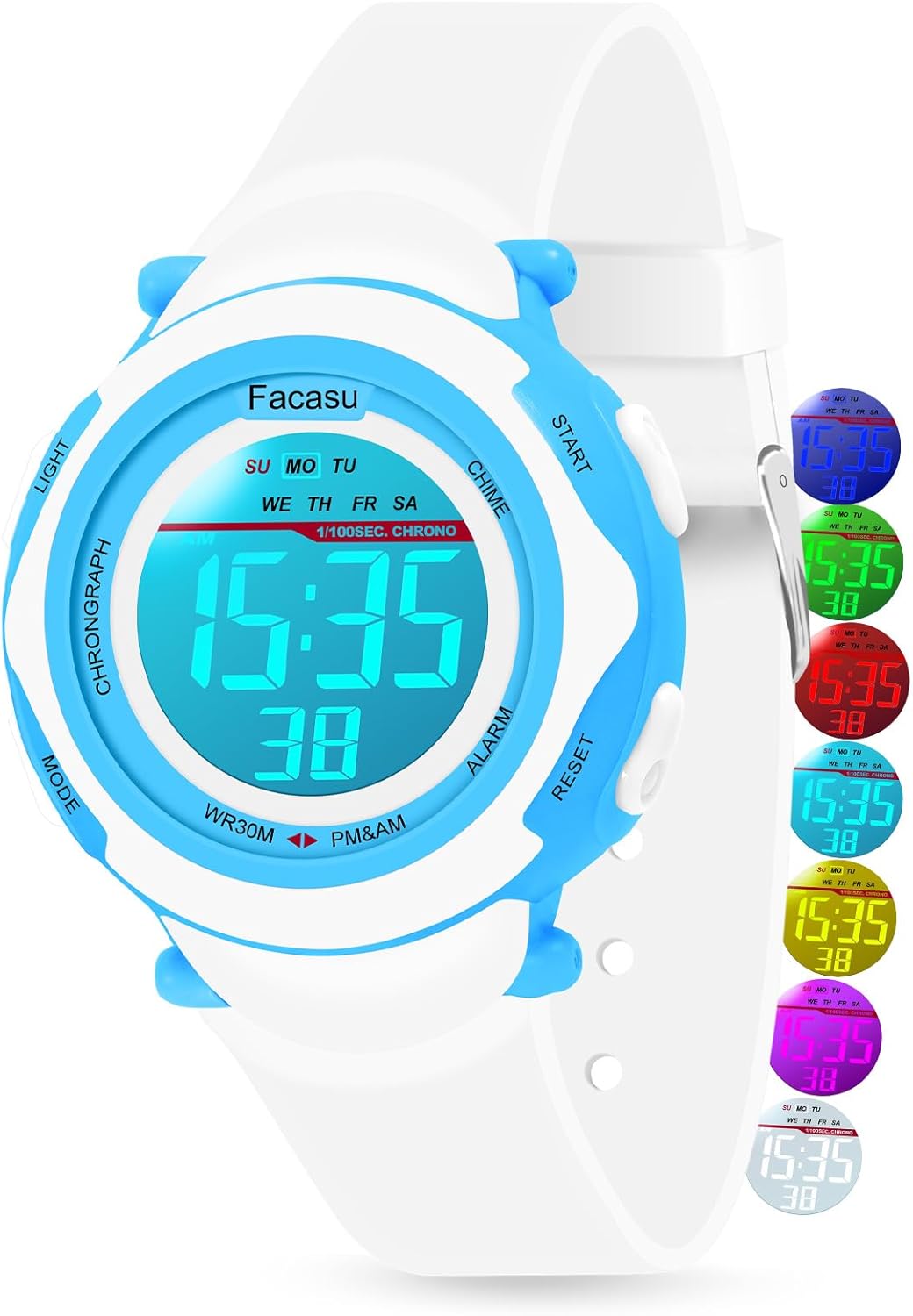 Children's Digital Watch, Boys Girls Outdoor Sports Watch, Waterproof, Colourful with Light and Stopwatch Alarm Clock Gift for Children Girls Boys