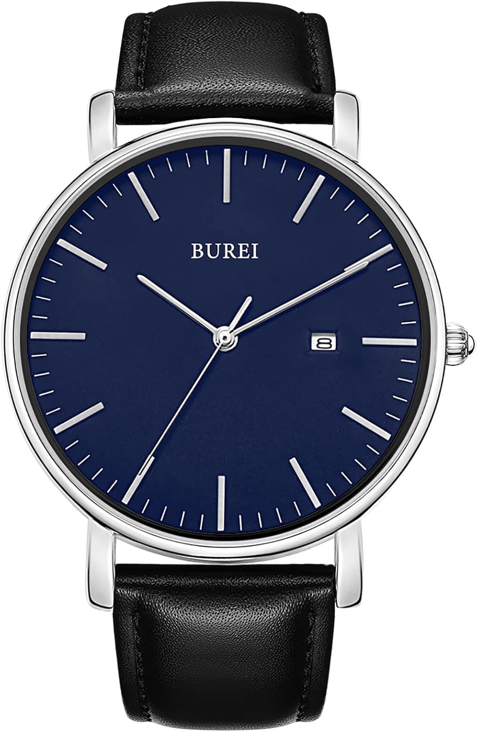 BUREI Men's Classic Quartz Wrist Watch with Ultra Thin Case Minimalist Design Analogue Dial Date Window