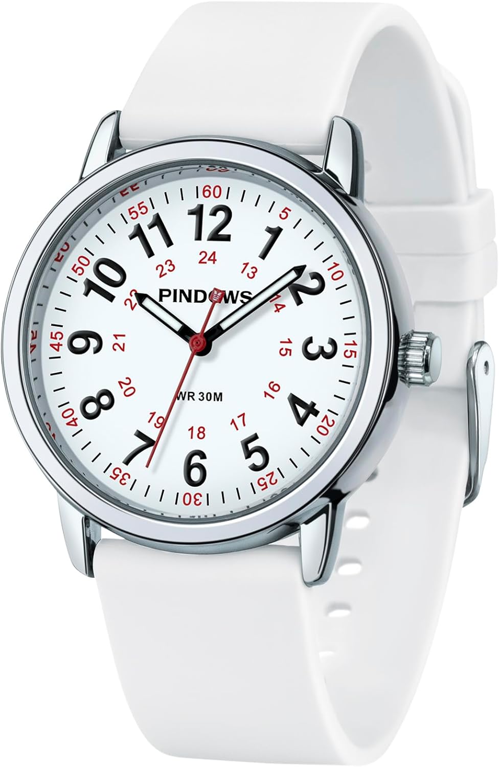 PINDOWS Nurse Watch for Medical Professionals Students Women Men 30M Waterproof Luminous Dial Second Hand