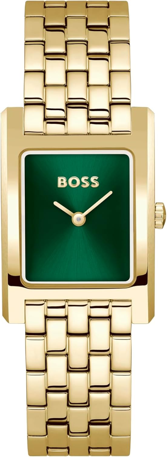 BOSS Lucy Collection Women's Two-Hand Quartz Movement Watch with Stainless Steel or Leather Strap and Rectangular Case