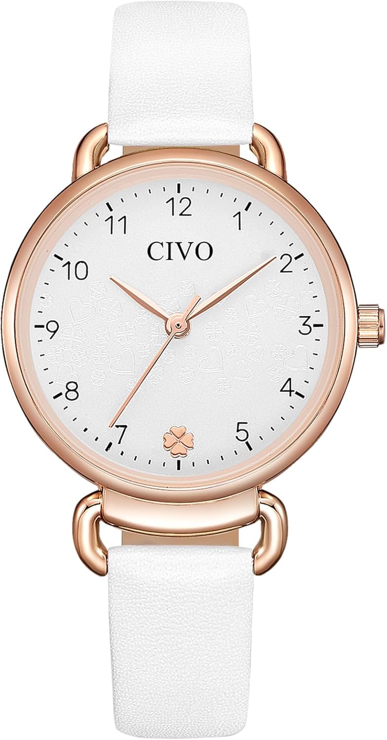 CIVO Women's Watch Leather Strap Elegant Analogue Wristwatch Women's Waterproof Quartz Fashion Design Gift