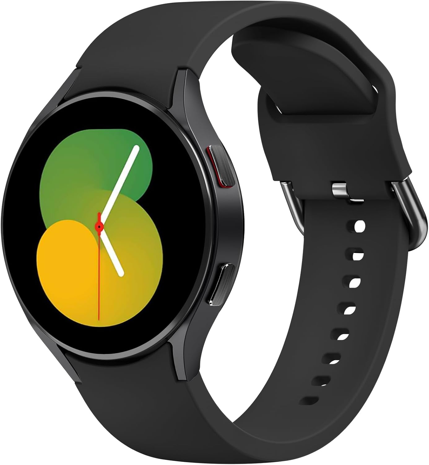 Amzpas Strap for Samsung Galaxy Watch 7/6/5/4 40mm 44mm, 20mm Silicone Sport Strap for Samsung Galaxy Watch 4 Classic/Watch 5 Pro/Watch 6 Classic/FE (Black)