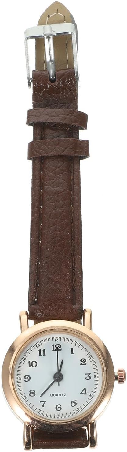 ULTECHNOVO Ladies Leather Strap Watch Small Dial Round Simple Leather Strap Student Girls Women Brown Medium Strap, brown, Simple