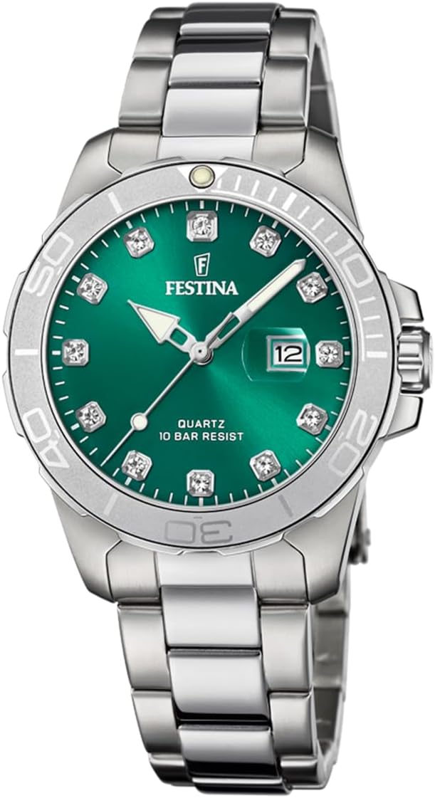 Festina Boyfriend Collection Women's Analogue Watch 316L Stainless Steel Silver - Quartz - High Resistance Mineral Glass - Waterproof 10 ATM - Calendar F20503/7