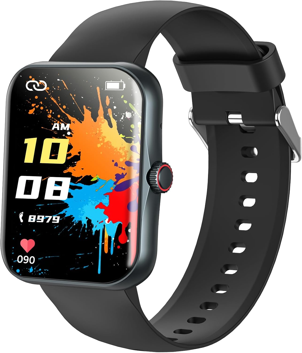 Smartwatch, Smart Watch Fitness Sports SmartWatch for Children, 1.83 Inch HD Touchscreen, Stopwatch, Message Notification, Fitness Tracker for Boys Girls Teens, Glossy Black