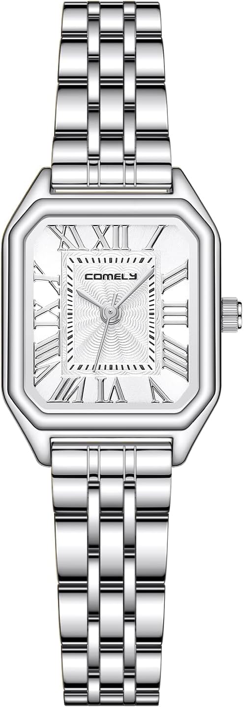 CIVO Women's Watch Gold/Silver Small Rectangular Wrist Watches Stainless Steel Analogue Elegant Roman Numerals Quartz Gift