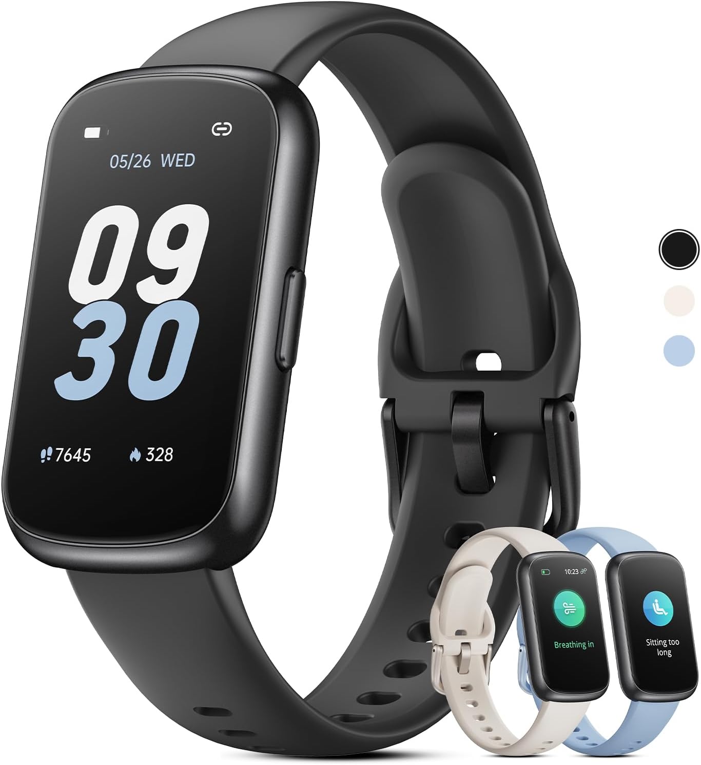 Women's Smartwatch for Men, 1.47 Inches Smartwatch with Cardio SpO2 Sleep, 24 Sports Modes Fitness Tracker Pedometer Digital Watch Smartband for Android iOS, Anthracite/Black