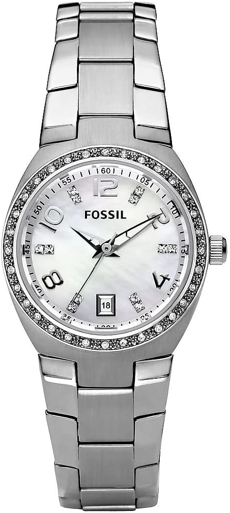 Fossil Colleague Ladies Quartz Watch 28mm Silver Stainless Steel Case with Stainless Steel Bracelet AM4141, Silver/Steel, Bracelet