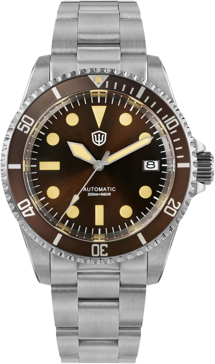 watchdives WD5513 Men's Automatic Watches, Vintage 38mm Underwater Watch with Sapphire Crystal, NH35 Movement, Waterproof Wrist Watches up to 200 M