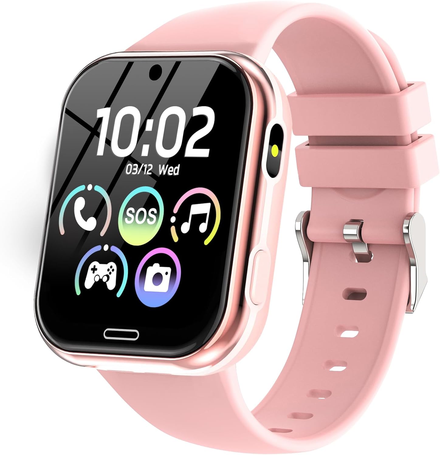 Smartwatch Watch for Children, Smart Phone for Girl Boy with 19 Games, Pedometer, Music, Camera, SOS, Torch, Alarm Clock Gift Smartwatch for Child 4-12 Years Gift, Pink