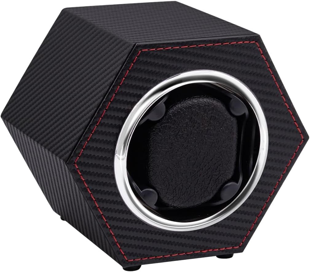 Mcbazel Caricatore automatico per orologio, in pelle PU, per 1 orologio, con motore silenzioso, alimentato tramite USB C