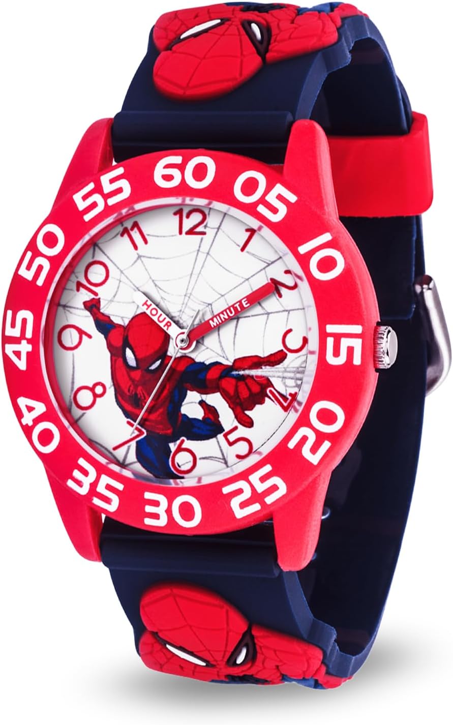 Marvel Boys' Spider-Man Analog Quartz Watch with Plastic Strap, Black, 16 (Model: WMA000413), Cruz V2 Fresh Foam, Strap
