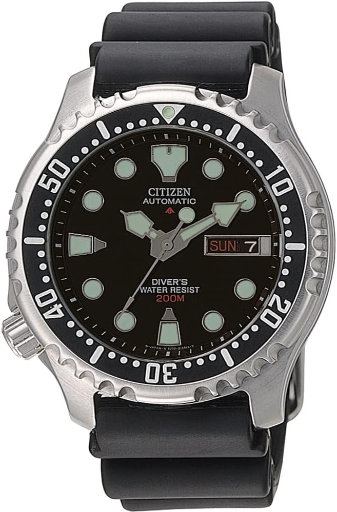 Citizen Herren Analog Automatic Armbanduhr mit Gummiband Promaster Marine