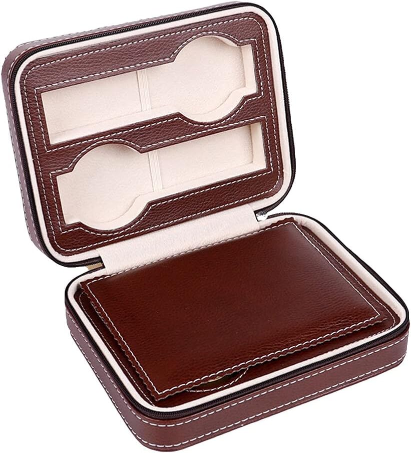 MR Maestro Relojero - Zip Case for 4 Watches in Eco Leather | Travel Watch Case | Men's Watch Case