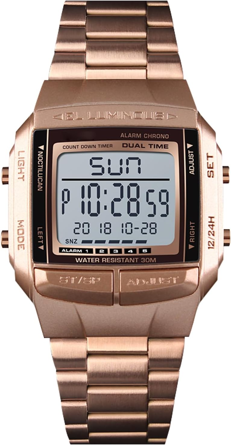 RORIOS Digital Military Watch for Men LED Analogue Quartz Stainless Steel Sports Wrist Watch for Men