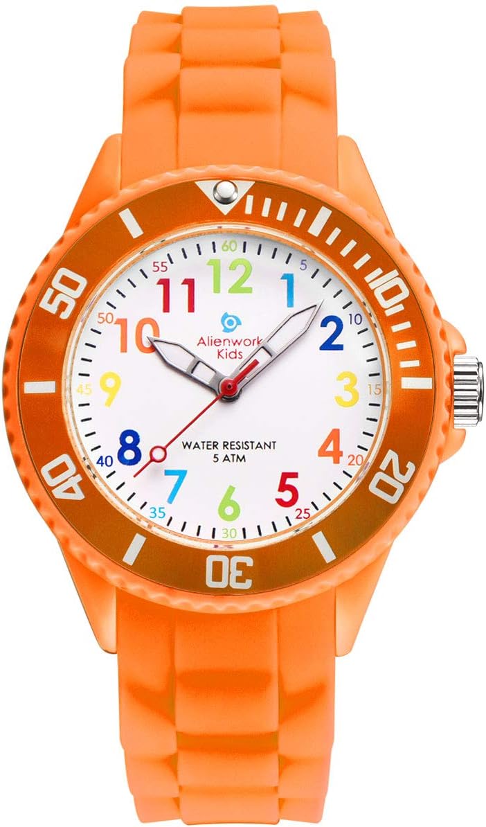 Alienwork Kids Learning Watch Children Boys Girls Learning Time Waterproof 5 ATM