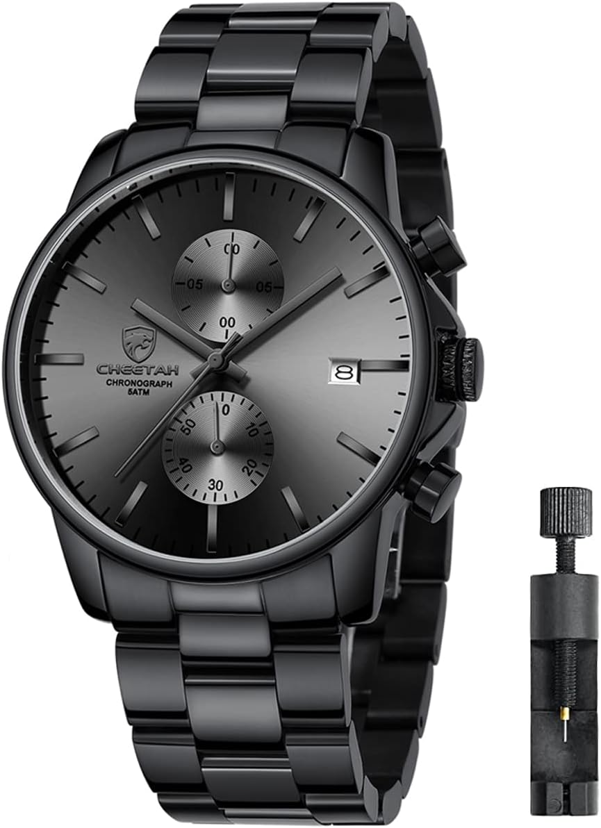 Mens Watches Stainless Steel Metal Casual Waterproof Chronograph Quartz Automatic Date Colorful Hands …