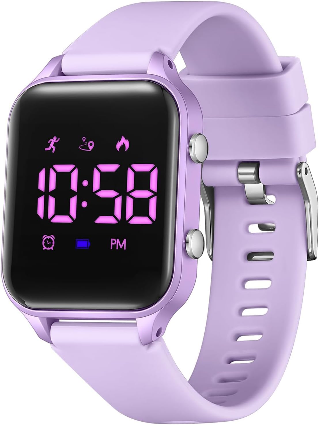 Children's Digital Watch with Pedometer, Alarm, Stopwatch, Light, Date Watch for Boys and Girls without App and Phone with Silicone Strap