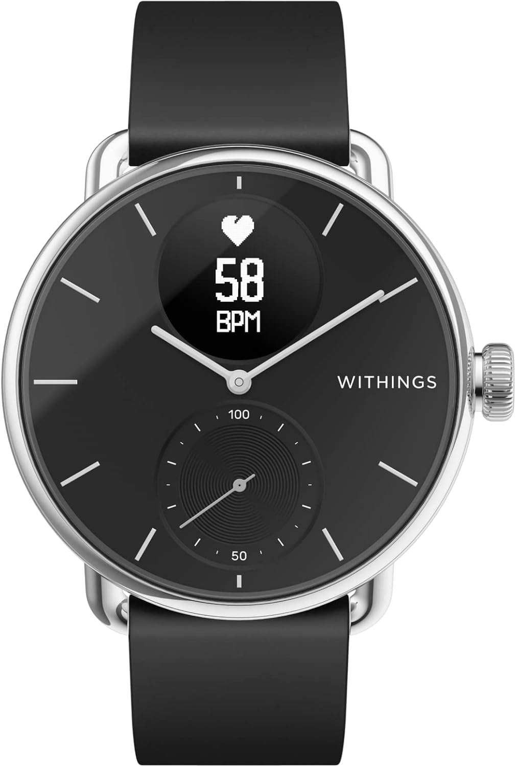 Withings SCANWATCH Hybrid Sports Smart Watch with ECG Heart Rate Heart Rate SPO2 Sleep Monitor Pedometer Smart Watch with Charger
