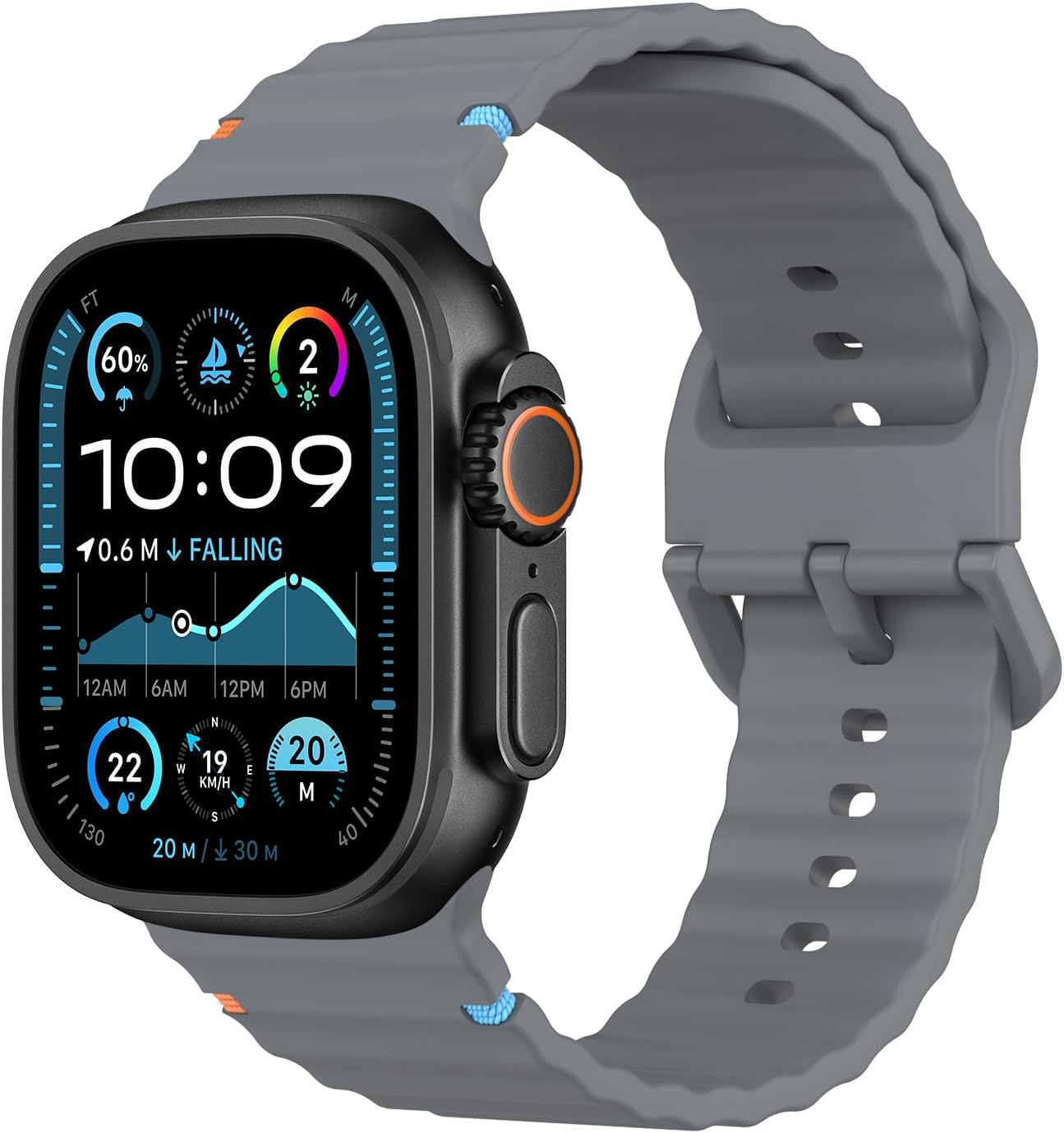 Sport Strap Compatible with Apple Watch Ultra 2/Ultra 49mm, S10 46mm, 9/8/7 45mm, SE2/SE/6/5/4 44mm, 3/2/1 42mm, Soft Breathable Silicone Strap for Men and Women