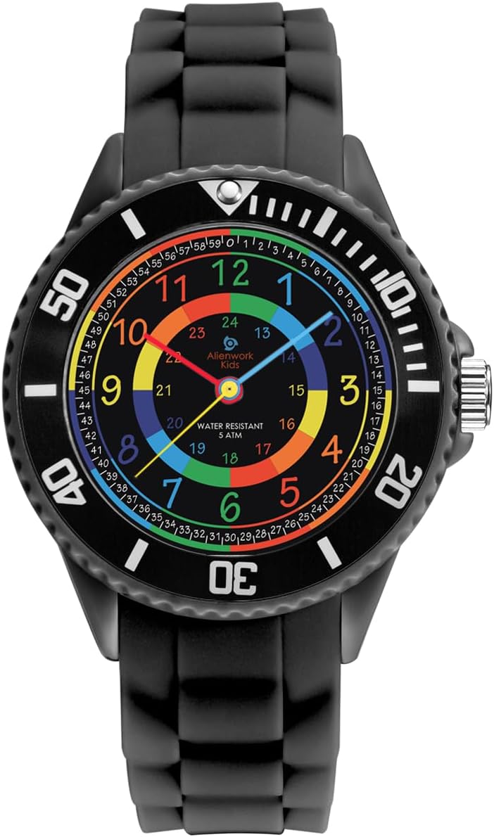 Alienwork Kids Learning Watch Children Boys Girls Learning Time Waterproof 5 ATM
