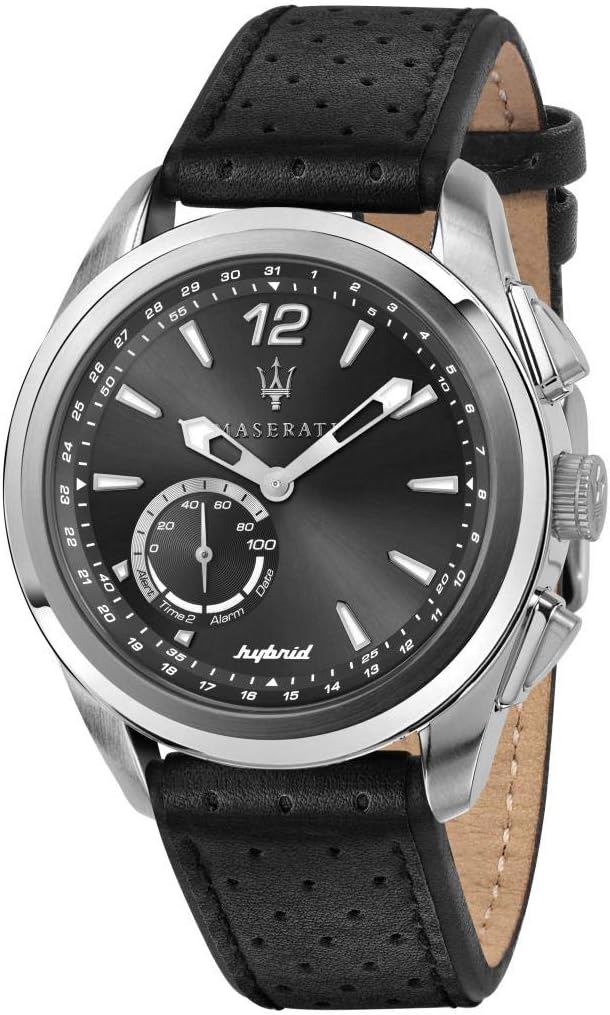 Maserati R8851112001 Men's Watch, Travardo Smart Collection, Steel, Natural Leather