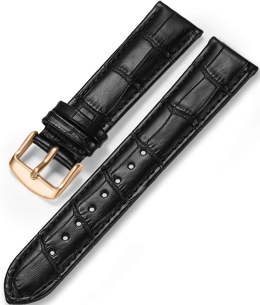 iStrap Leather Strap - Crocodile Pattern - Watch Bands for Men Women - Stainless Steel Buckle - 18 mm 19 mm 20 mm 21 mm 22 mm 24 mm-Black Brown