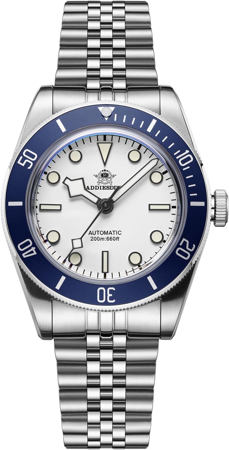 ADDIEDIVE Men's Automatic Watch, 39 mm Dial BGW9 Luminous NH35A Analogue Stainless Steel Watch