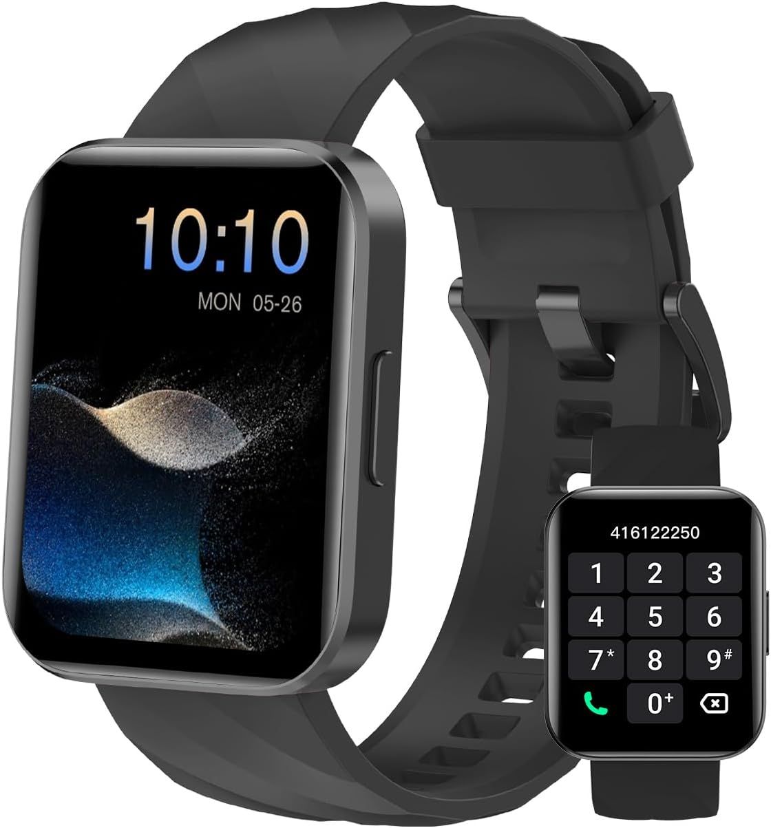 Smartwatch Men Women Bluetooth Calls Smart Watch with Pedometer Heart Rate Monitor Wrist Saturometer Fitness Watch Notification WhatsApp Waterproof IP68 for Android iOS Black