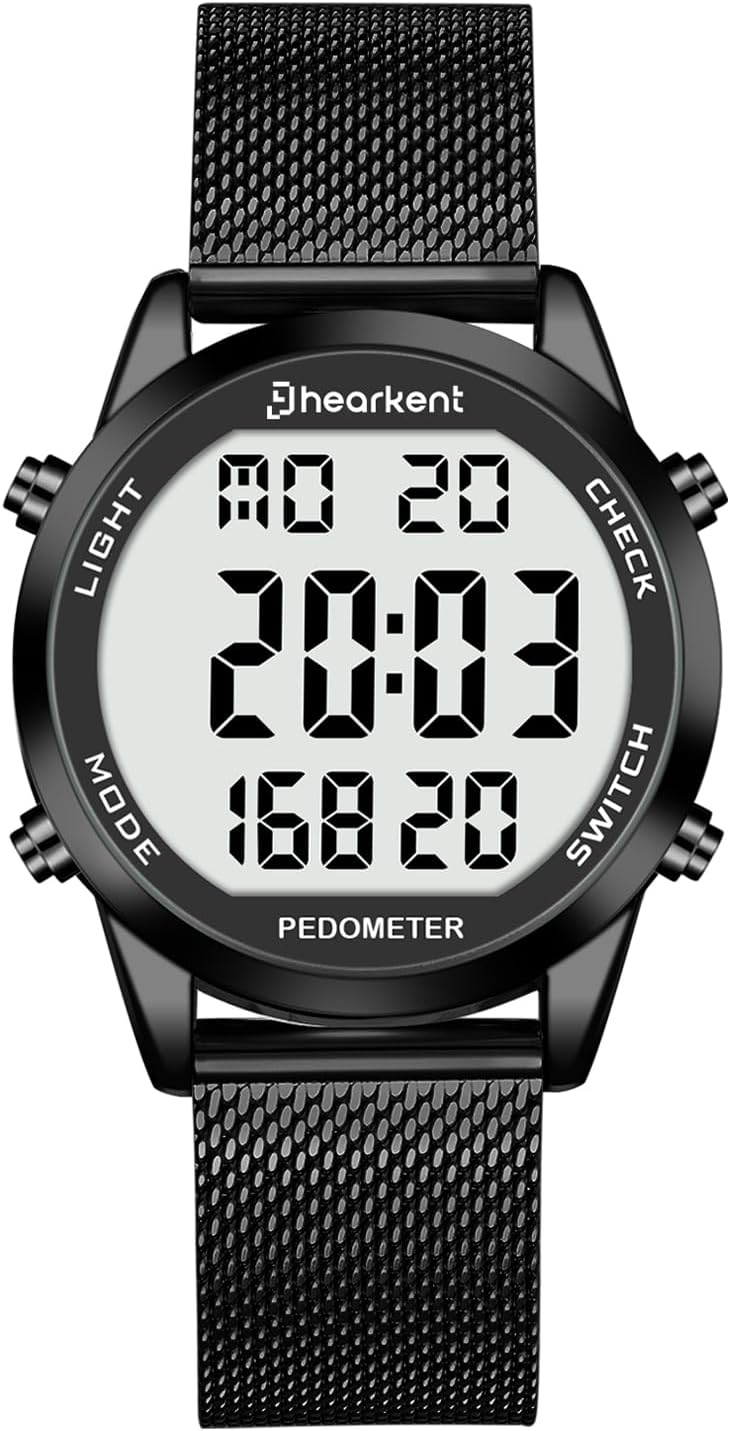 Digital Watch with Pedometer Waterproof without Bluetooth and App, Elderly Watch with Pedometer, Pedometer, Calorie Counter, Sports Watch for Walking/Running