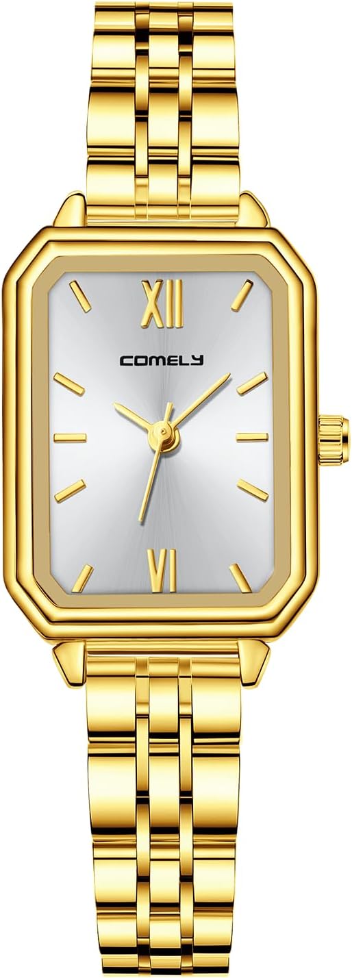 CIVO Women's Analogue Steel Wrist Watches Roman Numerals Rectangular Vintage Small Waterproof Watch, Classic Gift for Women