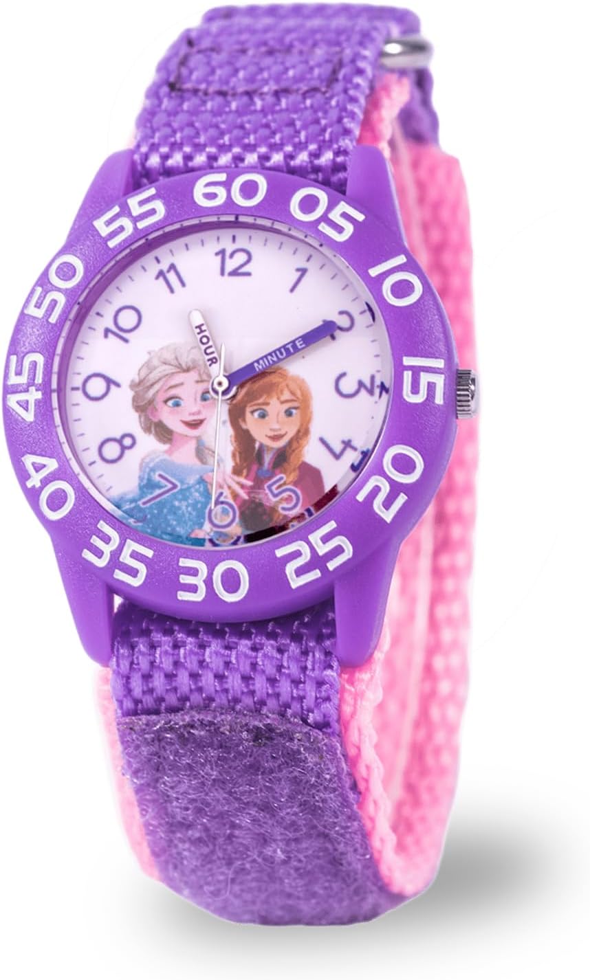 Disney Frozen Children's Quartz Analogue Watch with Nylon Strap Purple Purple Stripe, Purple, strip