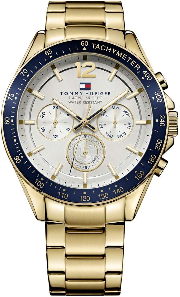 Tommy Hilfiger Orologio Multifunzionale al Quarzo da Uomo - Quadrante Argento Bianco, 3 Sottocadranti, Bracciale in Acciaio Inossidabile o in Pelle, Impermeabile 5ATM