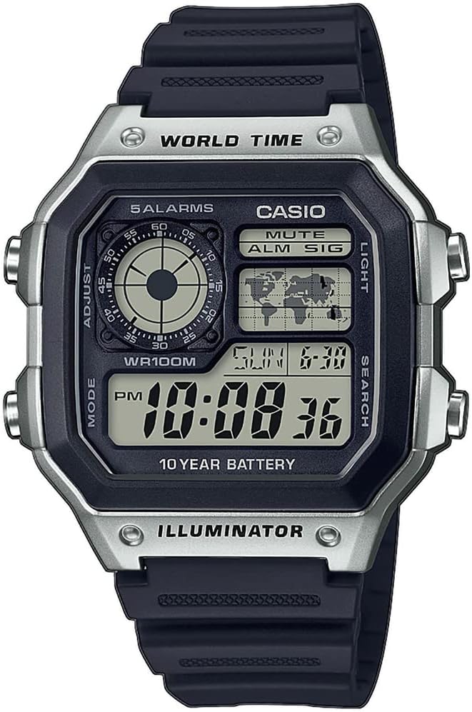 Casio - Watch AE-1200WH-1CVEF - Men's Watch - Waterproof - Digital - with Elastic Band - Black