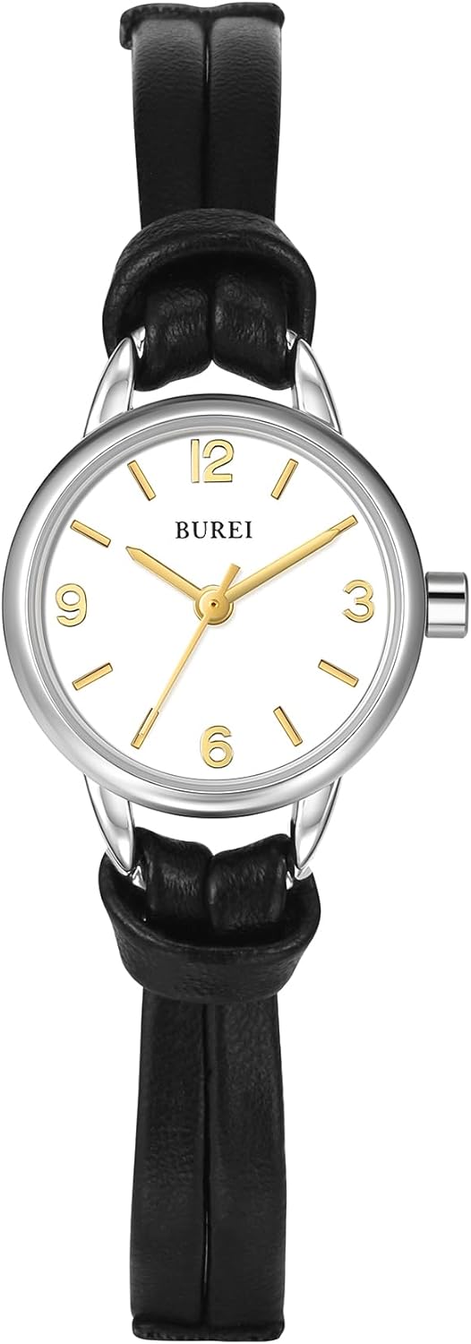 BUREI Mini Women Analog Quartz Wrist Watch Elegant Ladies Leather Band Wrist Watch for Women