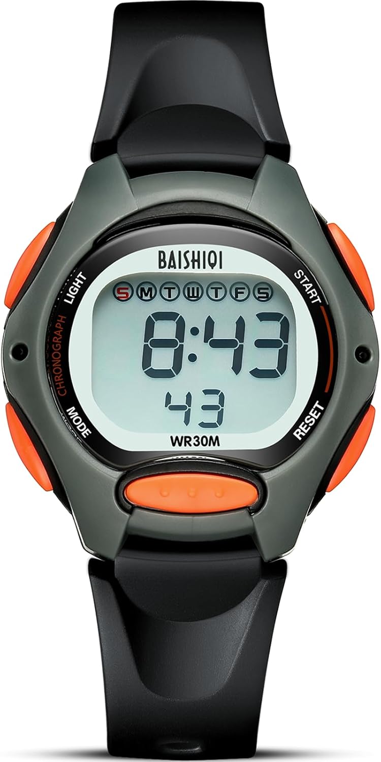 Children's Digital Watch Boys Girls Sports Watch Waterproof Multifunctional Silicone Watch with EL Backlight/Timer/Alarm/Date