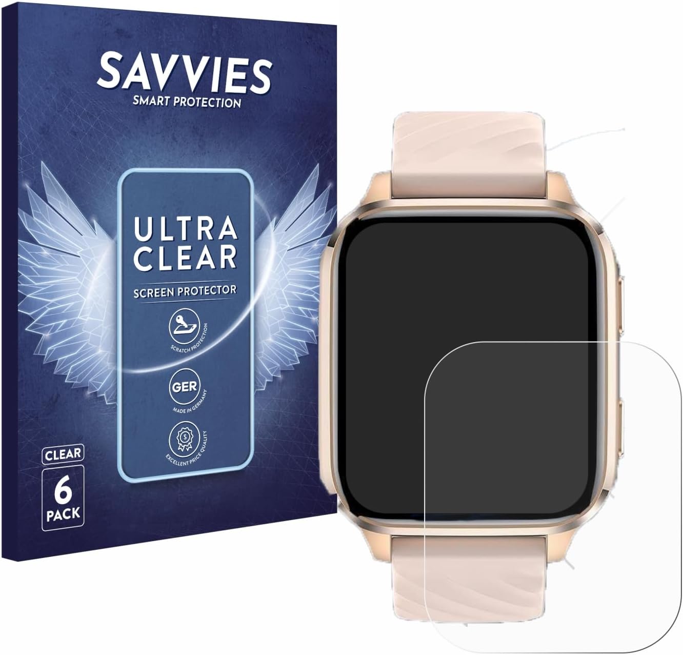 savvies 6 Pieces Screen Protector for Ibetter Smartwatch 1.85 Inches Transparent Screen Protector