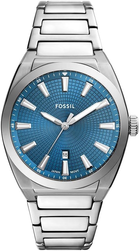 Fossil - Orologio da uomo Fossil Everett a 3 lancette, cassa 42 mm, movimento al quarzo, cinturino in acciaio inossidabile