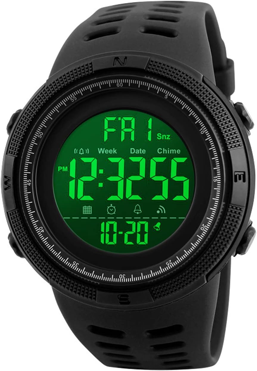 Men's Wristwatches - 50M Waterproof Digital Sports Watches with Black Dial LED with Alarm/Countdown/Stopwatch/12/24H for Men Birthday Christmas Gifts