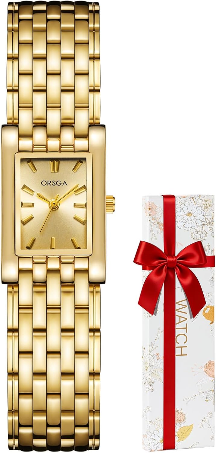 CIVO Women's Stainless Steel Watch: Gold Silver Waterproof Watches with Rectangular Dial – Small Analogue Classic Gift for Elegant Woman